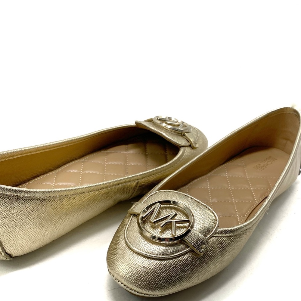 Michael Kors gold snakeskin leather Lillie moccasin size 7.5